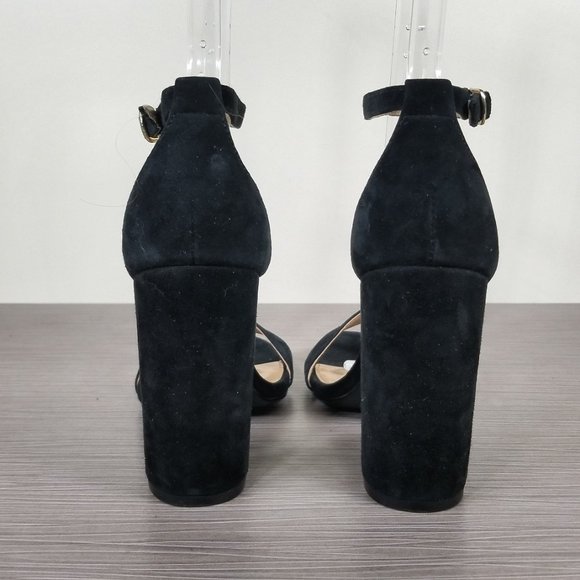 Steve Madden Carrson Block Heel Sandal, Black Suede, Womens Size 5.5 B - Picture 5 of 12